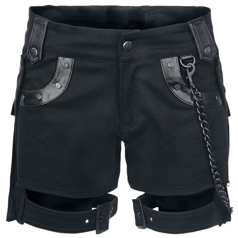 Women Short Clouds Denim Black Chain EMP Shorts